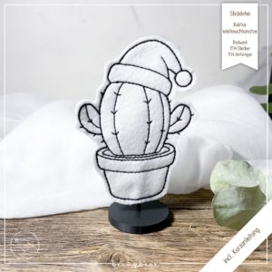 Stickdatei ITH Kaktus Weihnachtsmütze