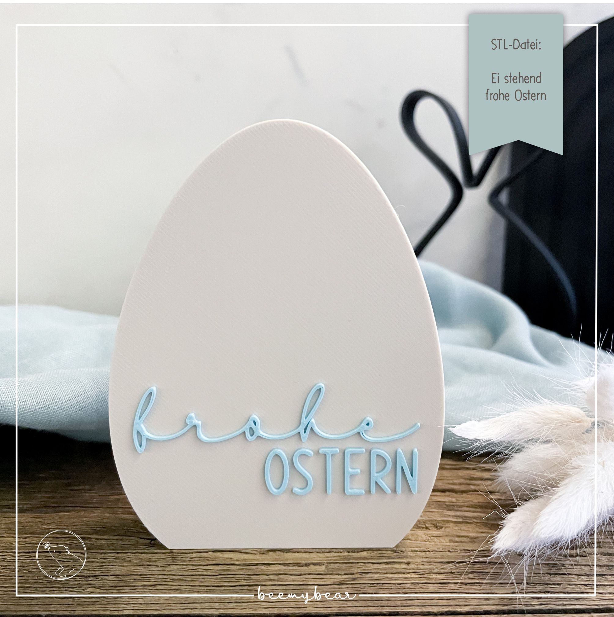 STL Datei Ei stehend frohe Ostern