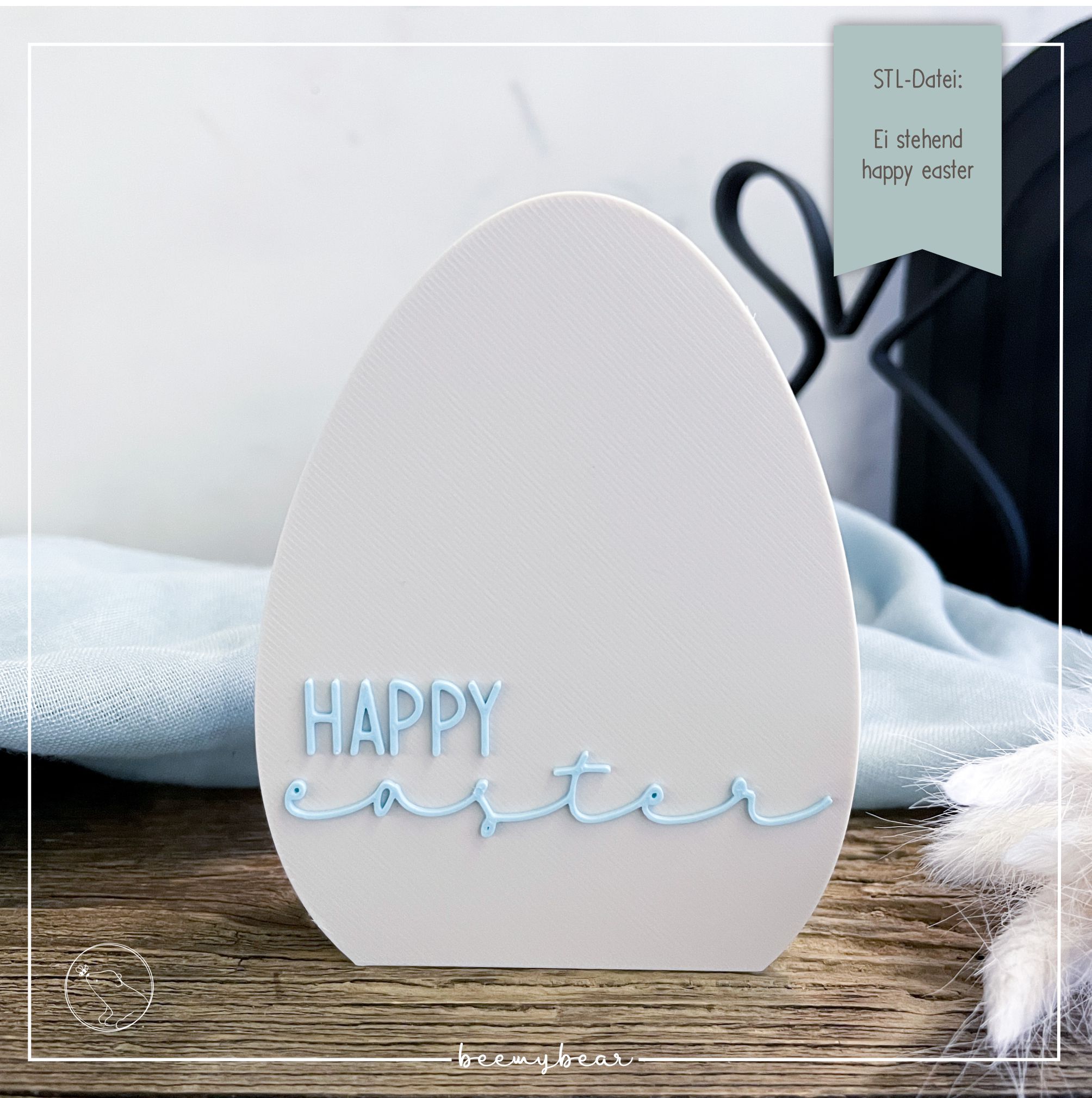 STL Datei Ei stehend happy easter
