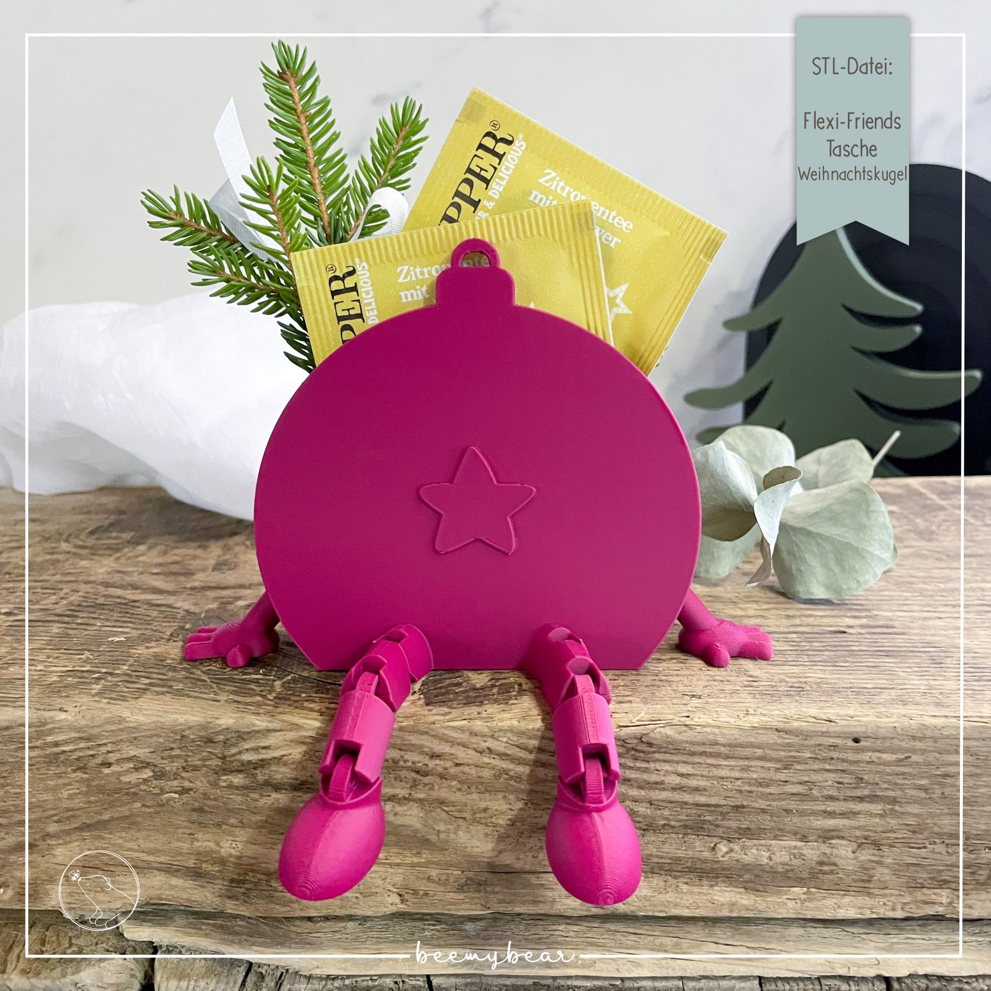 STL Datei Flexi Friends Tasche Weihnachtskugel