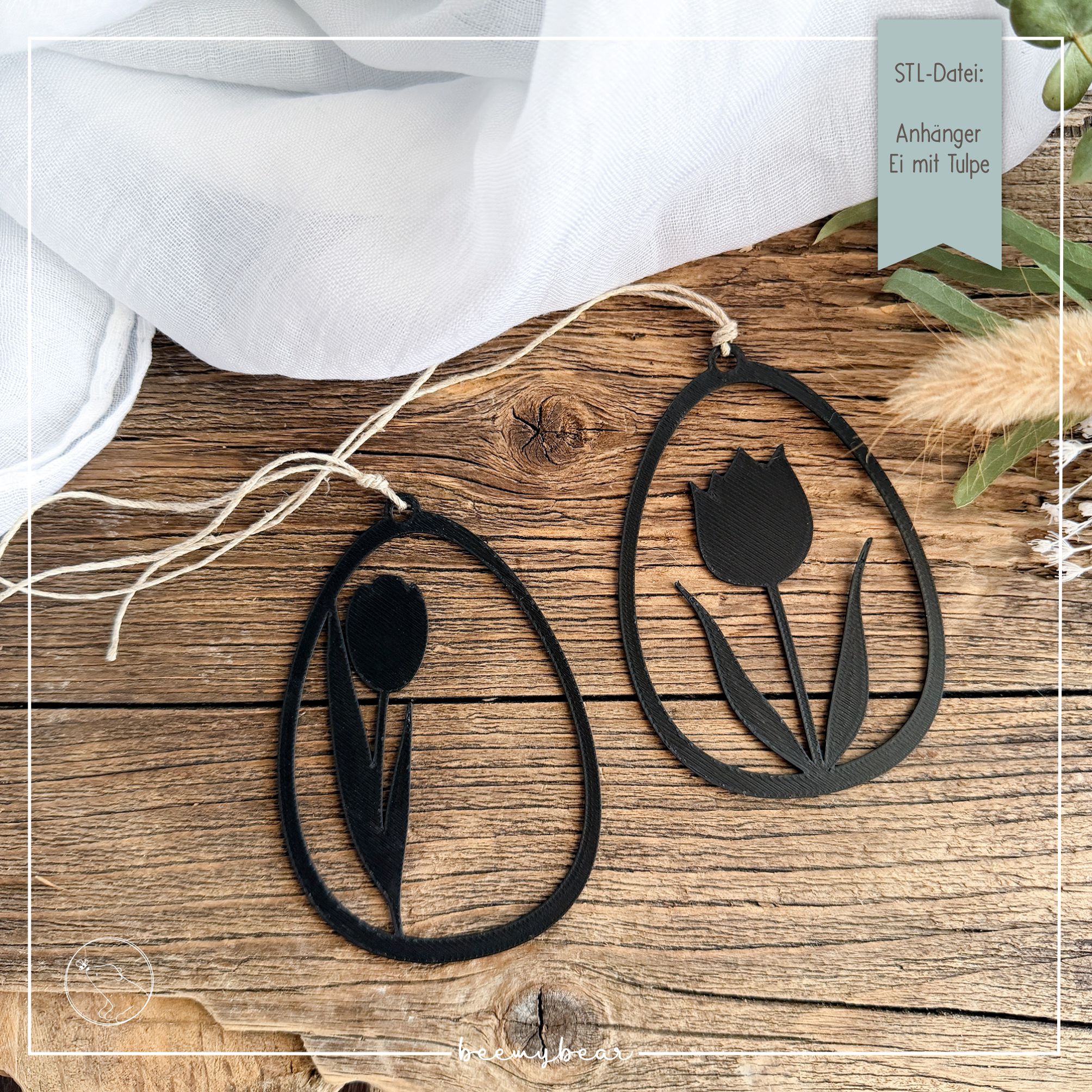 STL Datei Anhänger Ei mit Tulpe