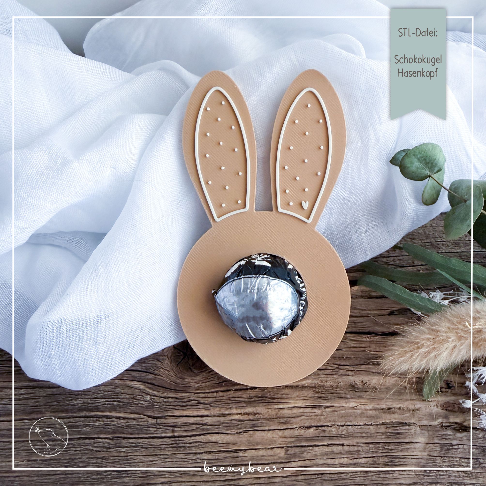STL Datei Schokokugel Hasenkopf Relief n