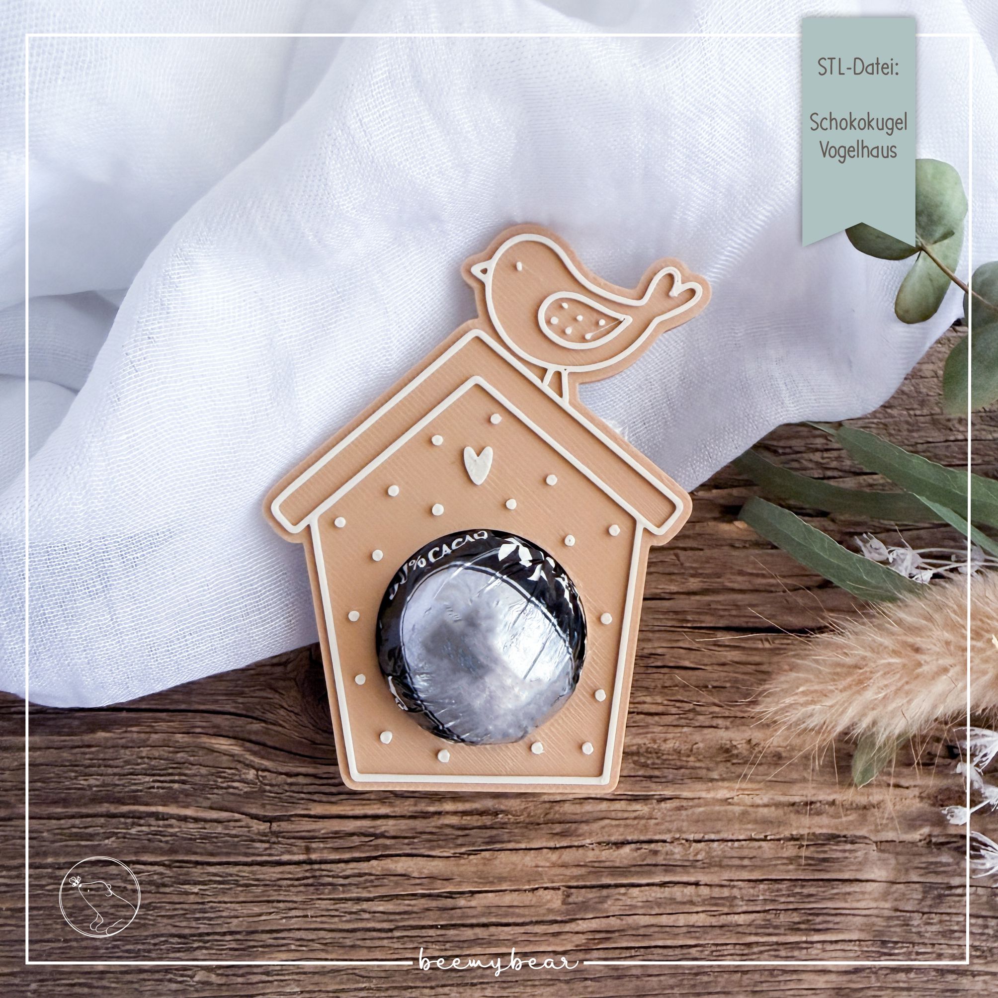 STL Datei Schokokugel Vogelhaus Relief
