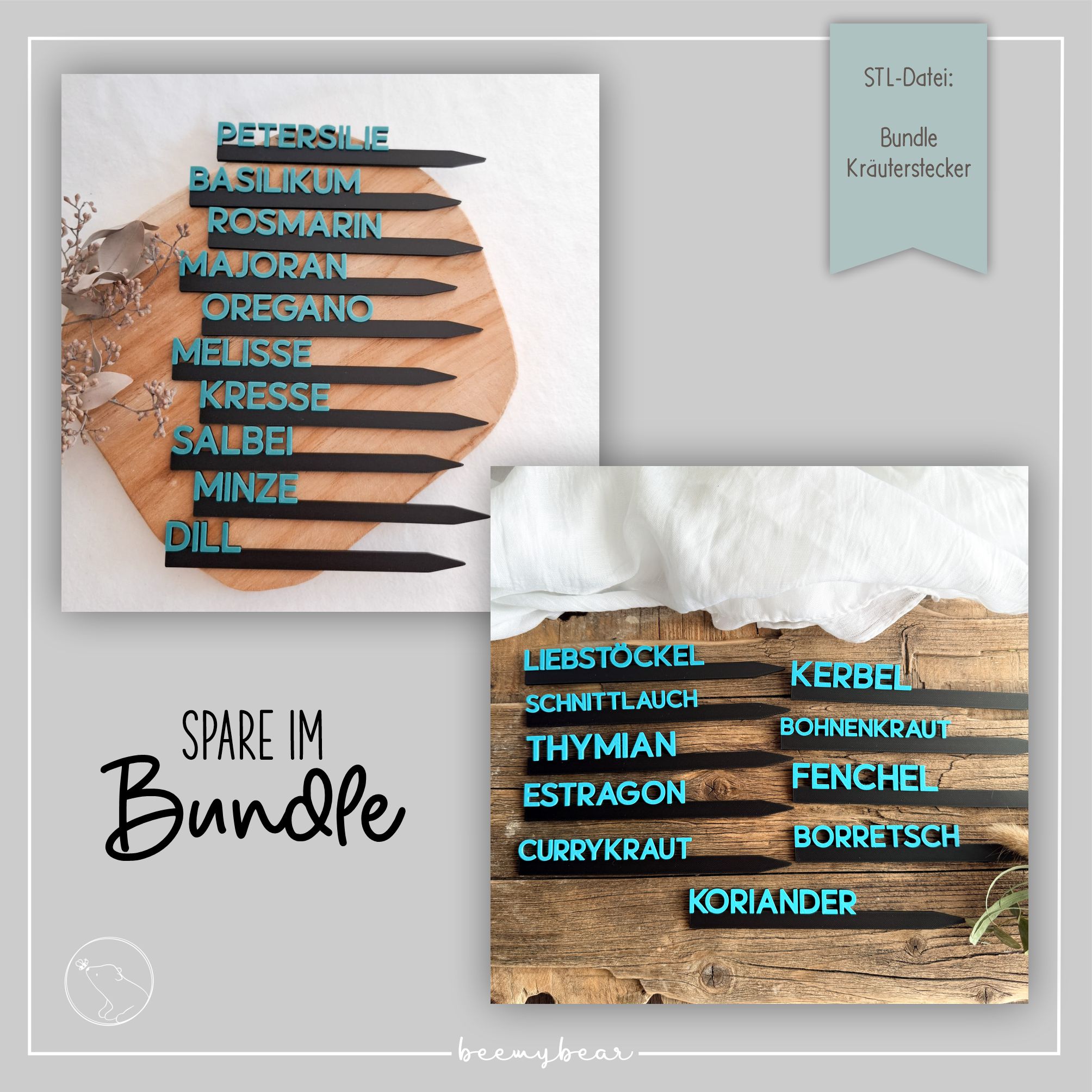 STL Datei Bundle Kräuterstecker