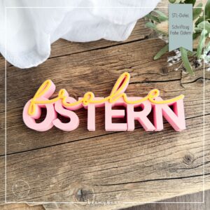 STL Datei Schriftzug Frohe Ostern