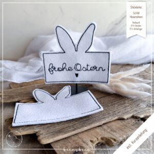 Stickdatei ITH Schild Hasenohren