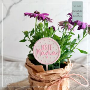 STL Datei Blumenstecker Kreis Beste Mama