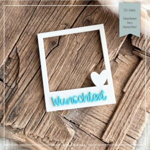 STL Datei Fotorahmen Herz Wunschtext