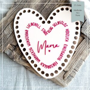 STL Datei Häkelboden Herz Mama