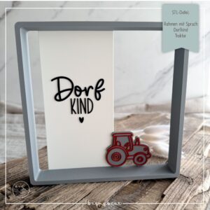 STL Datei Rahmen mit Spruch Dorfkind Traktor