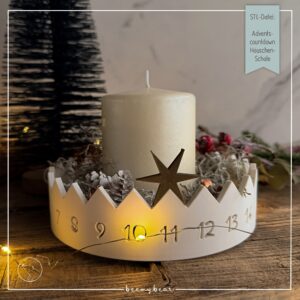 STL Datei Adventscountdown Häuschenschale