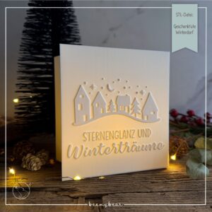 STL Datei Geschenktüte Winterdorf