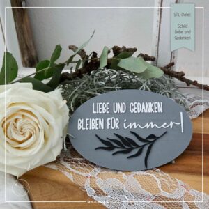STL Datei Schild Liebe und Gedanken